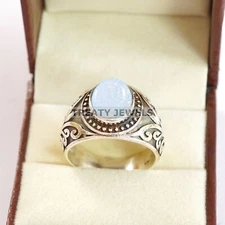 Opal Oval Cut Gemstone With 925 Sterling Silver Ring For Men's #B355