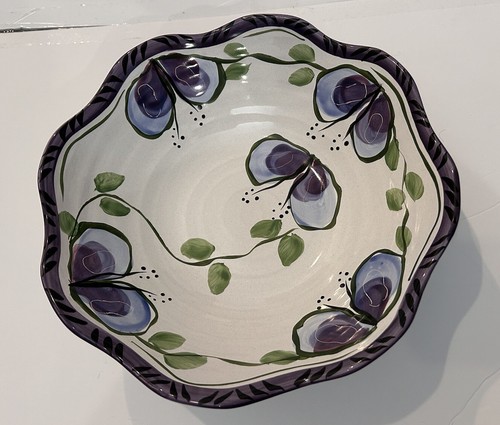 Block Molde Portugal Colorado Large Hand Painted Scalloped Footed Serving Bowl