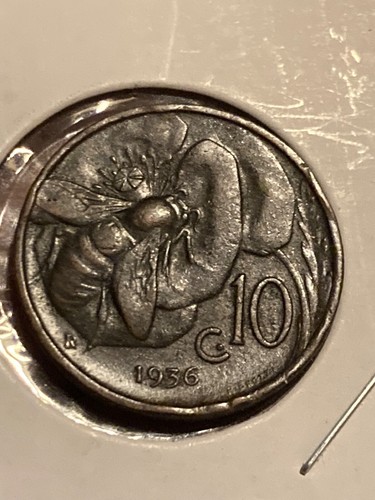 1936 Italy 10 Centesimi Coin