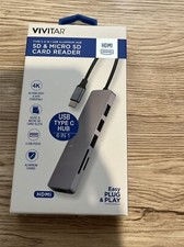 Vivitar Multi-Port USB Hub w SD, Micro SD  Compact Flash Card Reader NEW
