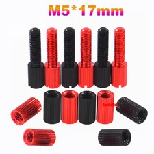 M5*17mm Slotted Knurled Thumb Screws Nuts Aluminum Hand Grip Knob Bolt Red/Black