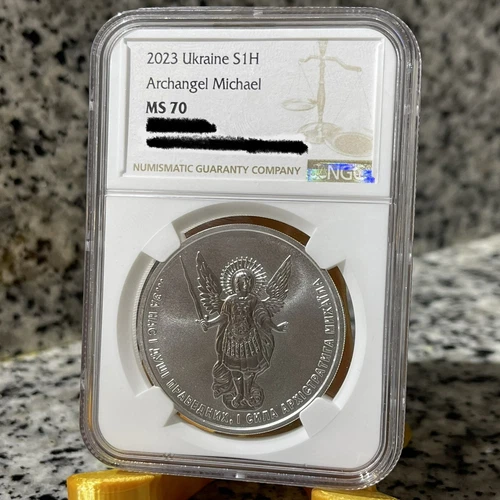 2023 UKRAINE ARCHANGEL MICHAEL MS-70 NGC 1oz .999 SILVER Only 41 Graded MS-70!