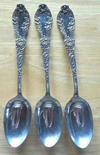 3 Frank W. Smith Sterling Silver teaspoon CRYSTAL 1895  5&7/8" no mono