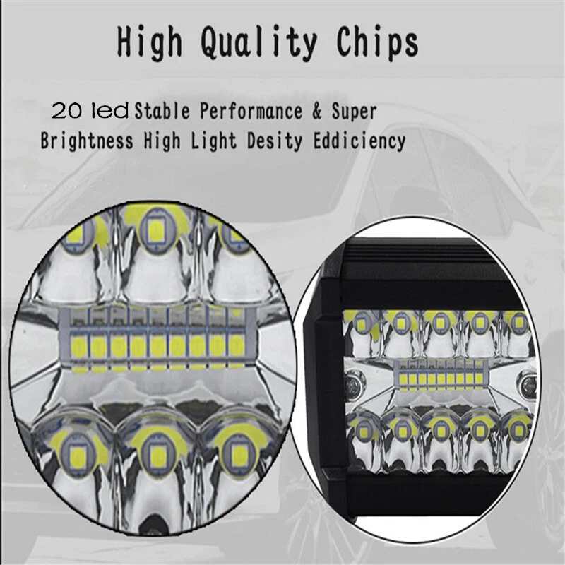 22Inch 1200W Led Light Bar Spot Flood Combo + 4x 4" Pods Offroad Fog Driving ATV - Imagem 2 de 4