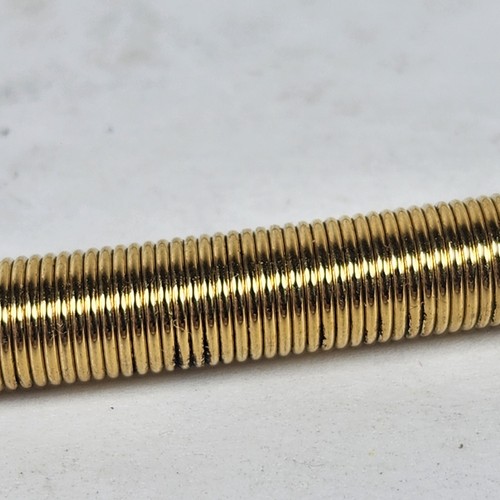 Vtg Womens Belt Coil Stretch Round Buckle Gold Tone 34" Stretched Thin 1/8" Wide - Picture 4 of 7