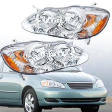Headlights Assembly Halogen For Toyota Corolla 2003-2008 Left+Right Pair Chrome