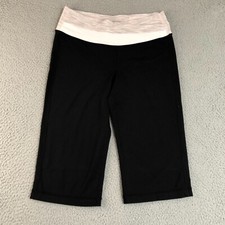 Lululemon Leggings Women 8 Black Yoga Capri Gym Athleisure Workout Logo Active