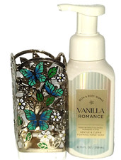 Bath Body Work BUTTERFLY Hand Soap Holder  Foaming Soap VANILLA ROMANCE 2PC SET