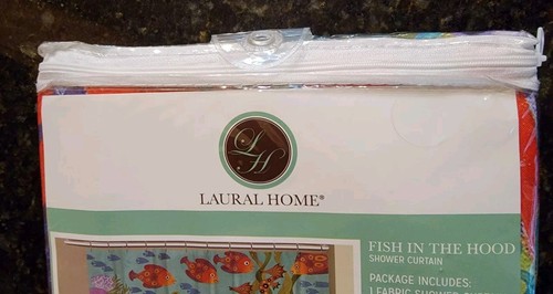 Laurel Home Fish in the Hood Shower Curtain 71"W x 72" L New - Picture 10 of 10