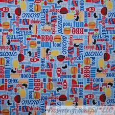 BonEful Fabric FQ Cotton Quilt Blue Red White American Flag US Kid Summer Picnic