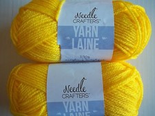 Needle Crafters acrylic yarn, Sunny yellow, lot of 2 115 yds ea