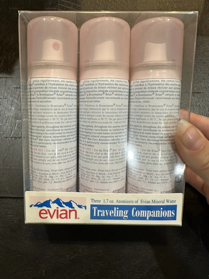 NUEVO Evian Vintage Juego de 3 Spray de Agua Mineral Viaje 1.7 OZ  Foto 2 de 4