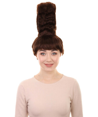 Crazy Tower Perücke, Schwarz Cartoon Halloween Perücke, Premium Atmungsaktiv Capless Cap