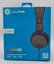 JLab Audio JBuddies Over-Ear Folding Kids Wired Headphones Gray/Purple SEE PICS