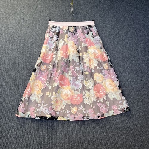 Ted Baker midi skirt size 1 pink pastel floral linen mix cottage core romantic - Picture 14 of 24