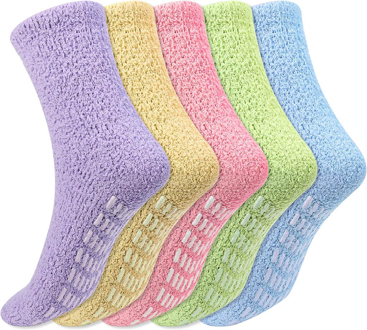 Pairs Non Slip Socks for Women with Grips Fuzzy Cozy anti Skid Slipper  Socks