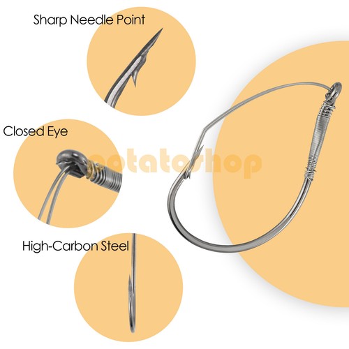 30X Weedless Fishing Hooks ANTI-SNAG Wide Gape Drop Shot #4,#2,#1,#1/0,#2/0 Bass - Picture 5 of 7