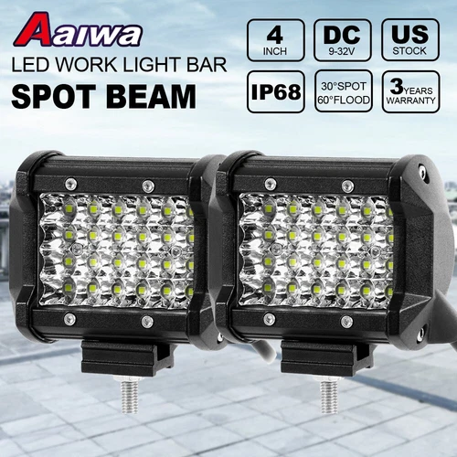 42" Tri-Row LED Light Bar + 4" Pods + Wire Combo Kit for JEEP Wrangler JK Truck - Foto 15 di 24
