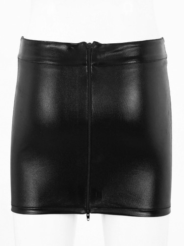 Womens PVC Leather Wet Look High Waist Zipper Bodycon Pencil Mini Skirt Clubwear - Picture 6 of 29