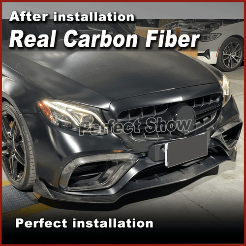 For Mercedes Benz W213 S213 E63 AMG 2016-20 REAL Carbon Front Bumper Lip Spoiler - Picture 14 of 14