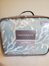 KING Harbor House Cotton Jacquard Coastal Embroidered Coral Duvet SOFT AQUA