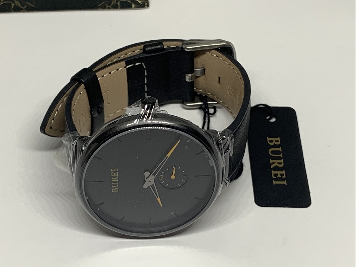 Burei S-6024M FRY71 Burei S-6024M Men Black Leather Fashion Minimalist Analog  main image 2