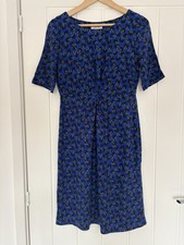 White Stuff Blue Midi Dress UK 8 Viscose Short Sleeve Summer Work Casual Women