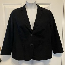NWT Talbots Size 16 Cotton Blazer Jacket Women s Black Classic Textured