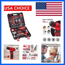 8V Cordless Drill Set, 132-Piece Home Tool Set for DIY & Home Improvement | R...