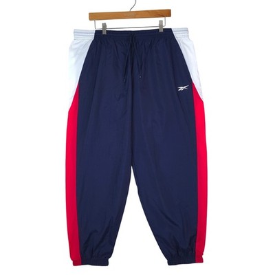 Reebok Track Pants Womens 2X Navy Blue Red White Colorblock Woven Joggers