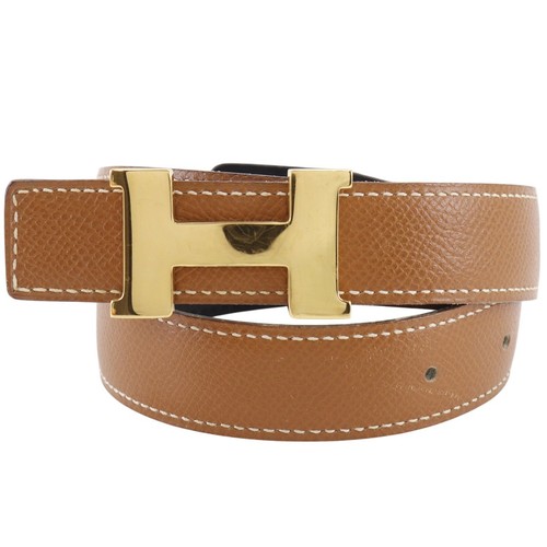 HERMES Constance H Belt belt reversible Brown / black Epsom/Calfskin/Plate...