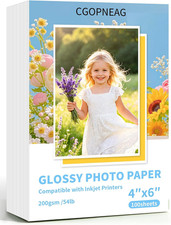 Glossy Photo Paper, Premium 4X6 Photo Paper 200 GSM/54 LB, 100 Sheets for Dye I