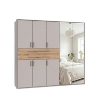 DrehtüRenschrank Kleiderschrank 228Cm Beige Grau Passepartout SchubkäSten Eiche