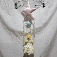 Vintage Russ Berrie Angel on Swing Satin Star Plush Hanging Baby Nursery Decor