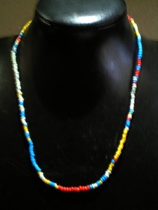 Authentic Multicolor Beaded Necklace Gold Plated Hardware Closure 20" Long