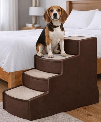 Easy Step IV Pet Stairs, 4 Step for Cats/Dogs, Removable Washable Carpet Treads,