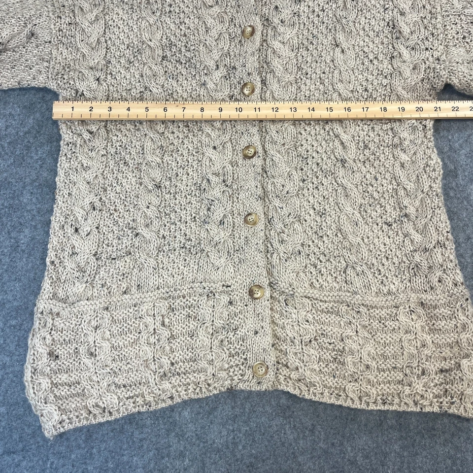 Cárdigan Highland Para Hombres Mediano Lana Beige Cable Grueso Tejido Botón Pescador Acogedor Foto 4 de 4