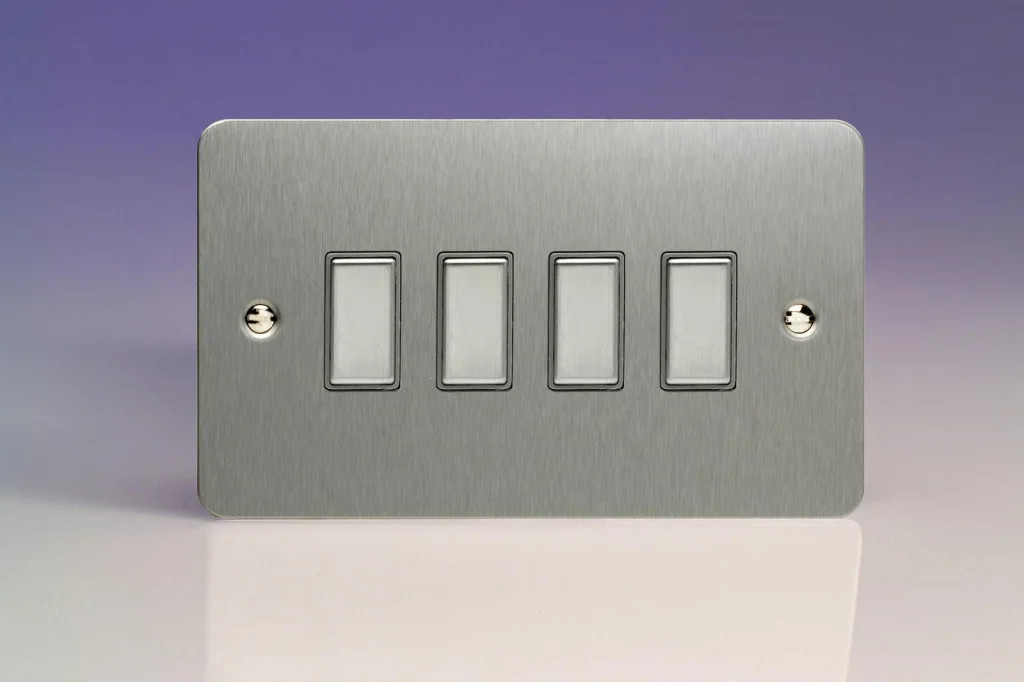 Dimmer Silver V-Pro Multi-Point Supplementary Control Ultraflat Brushed Steel