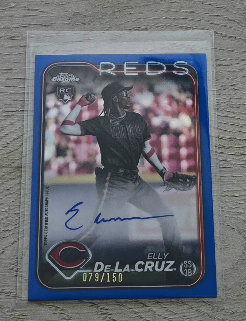 2024 Topps Chrome Elly De La Cruz RC TRUE BLUE AUTO 79/150 Reds RA-EDLC