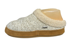 Acorn Women's Ragg Wool Clog Slipper Size 5-6 House Shoes Oatmeal Tan Suede Trim