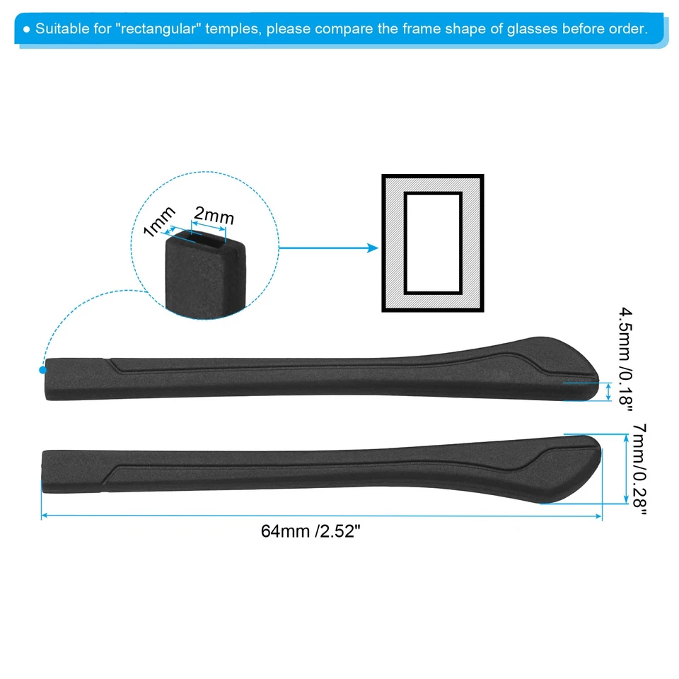 Glasses End Tips Eyeglass Anti Slip Ear Sock Pieces Tube Black 4 Pairs-12 - Image 2 of 4