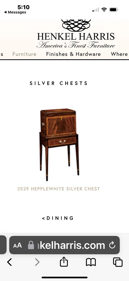 Virginia Galleries Henkel Harris cofre de plata sobre soporte sólido American Black Waln Foto 3 de 4