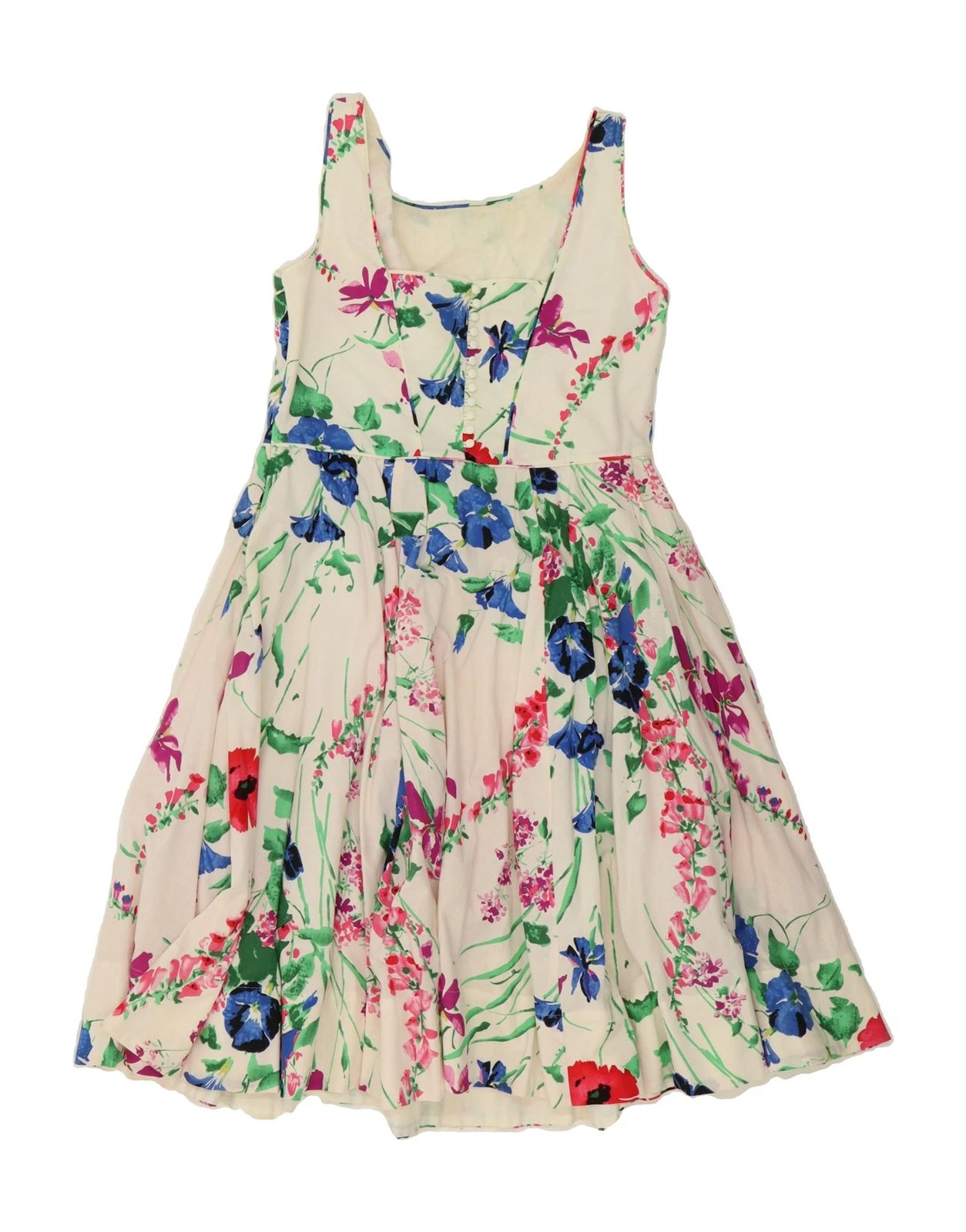 OFF WHITE Abito donna MONSOON senza maniche linea A UK 16 grande bianco sporco floreale AC16