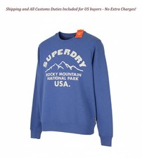 SUPERDRY Lo-Fi Outdoors Graphic Crew Men Sweatshirt M Blue Melange Pullover