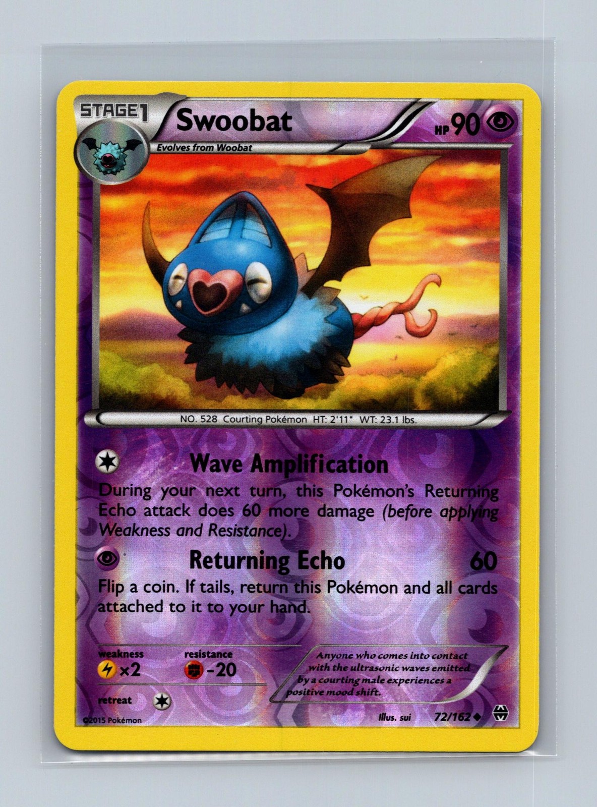 Swoobat 72/162 Uncommon BREAKthrough Pokemon Reverse Holo Lightly Played