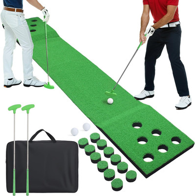 Golf Putting Game Set for Indoor & Outdoor, Portable Golf Pong Putting Green Mat