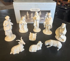 Schmid Santabellini Collection Nativity 9 Piece Porcelain Set 1987