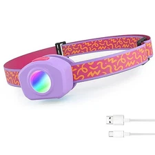  LED Headlamp Rechargeable Kids Headlamp with RGB Mode and Adjustable 