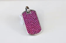 David Yurman Men's Sterling Silver 35mm Streamline Dog Tag Pendant with Ruby