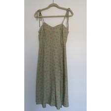 Forever 21 Summer Spaghetti Strap Midi Dress Medium Sage Green Pink Floral Y2K